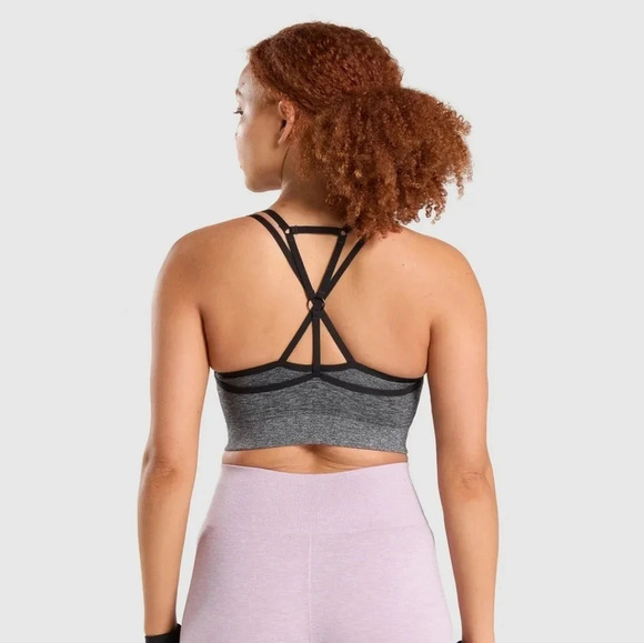 Gymshark Adapt Mark Seamless Sports Bra, Color Gray/Black Size M - Picture 14 of 14